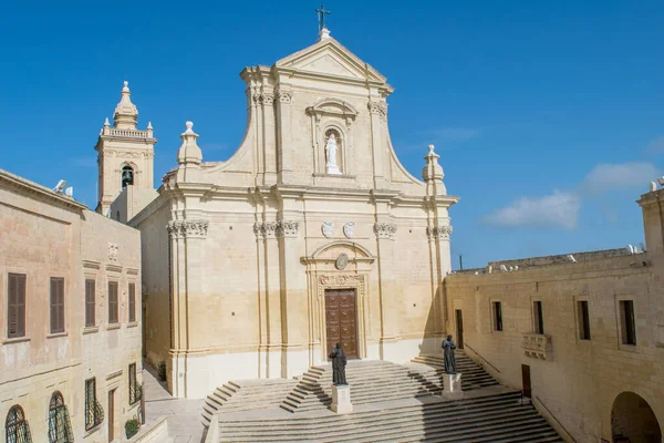 Cittadella Gozo Malta Mar 2017 Katedral Cephesi Mary Cittadella Duvarlı — Stok fotoğraf