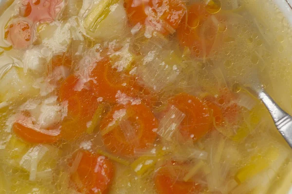 Tiro Ângulo Alto Uma Tigela Sopa Fresca Com Legumes — Fotografia de Stock