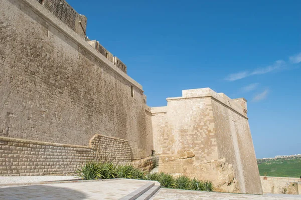 Cittadella Gozo Malta Mar 2017 Régi Középkori Cittadella Várának Várárkának — Stock Fotó