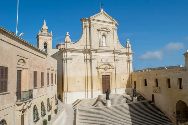 Cittadella Gozo Malta Mar 2017 Katedral Cephesi Mary Cittadella Duvarlı — Stok fotoğraf