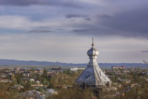 Krásná Zářící Kupole Plplan Zham Ruský Kostel Svatého Nikolaje Gyumri — Stock fotografie