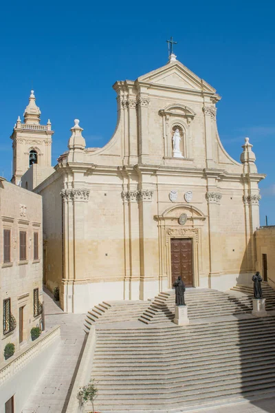 Cittadella Gozo Malta Mar 2017 Katedral Cephesi Mary Cittadella Duvarlı — Stok fotoğraf