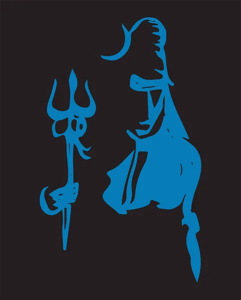 インドの有名な強力な神シヴァ神 パルヴァティと彼のシンボルの図面やスケッチ概要 — ストック写真