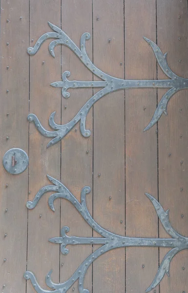 Eine Vertikale Aufnahme Der Details Einer Alten Holztür Aufgenommen Loches — Stockfoto