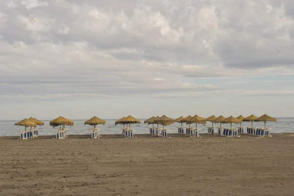 Порожній Пляж Під Хмарним Небом Малазі Андалусія Іспанія — стокове фото