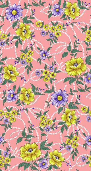 Illustration Seamless Pattern Flower Decorations Pink Background — Stock Photo, Image