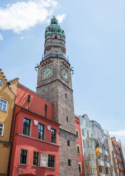 Arquitetura Innsbruck Com Torre Relógio Áustria — Fotografia de Stock