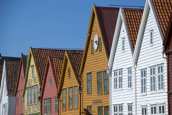 Bergen Norway Aug 2014 Colorful Facades Hanseatic League House Bergen — стокове фото