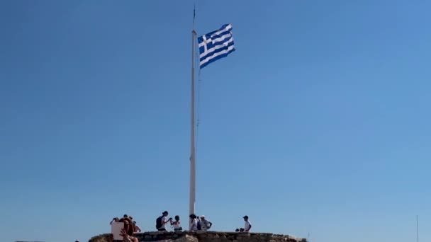 바람에 나부끼는 그리스의 — 비디오