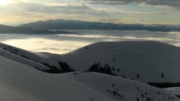 Zimní Krajina Zasněženými Horami — Stock video