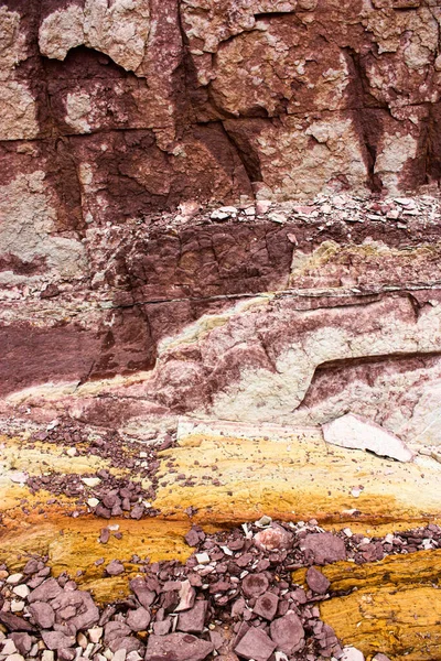 Der Strukturierte Hintergrund Roter Und Gelber Felsen Sonnigen Tagen — Stockfoto