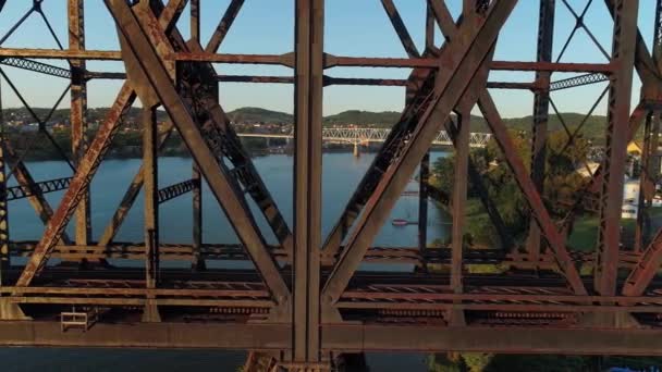 Vista Aérea Gran Puente Ferroviario Vacío — Vídeos de Stock