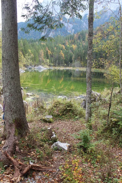 Gyönyörű Kilátás Nyílik Egy Alpokban Eibsee Közelében Zugspitze Alpokban Németországban — Stock Fotó