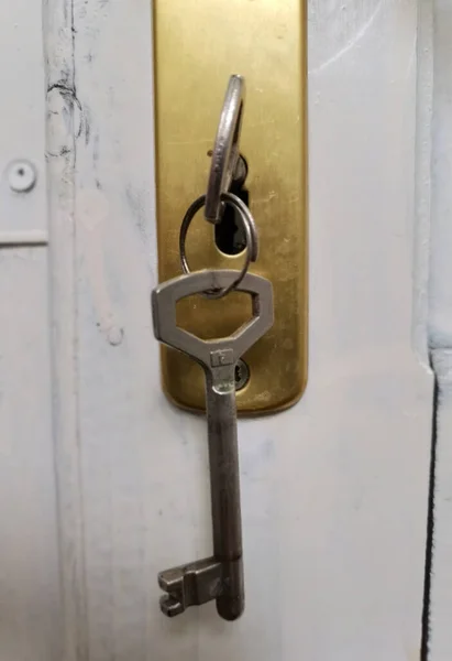 Closeup Vintage Keys Door Lock — Φωτογραφία Αρχείου