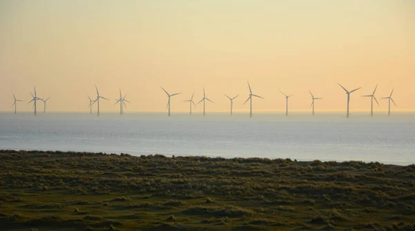 Scroby Sands Windfarm Severním Mořem Při Východu Slunce Great Yarmouth — Stock fotografie