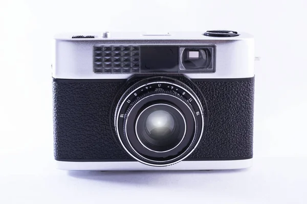 Closeup Shot Camera White Background — Φωτογραφία Αρχείου