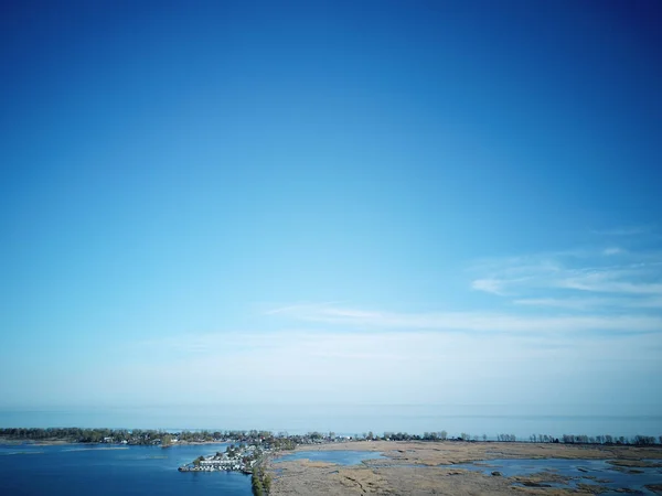 Une Belle Vue Sur Horizon Ciel Océan Bleu Par Une — Photo