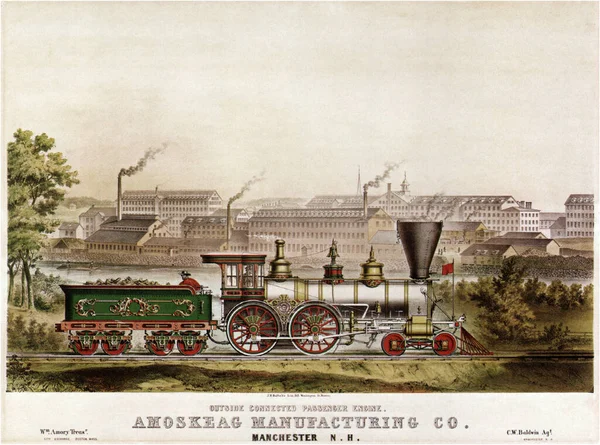 Connected Passenger Engine Amoskeag Manufacturing Manchester — Stock Photo, Image