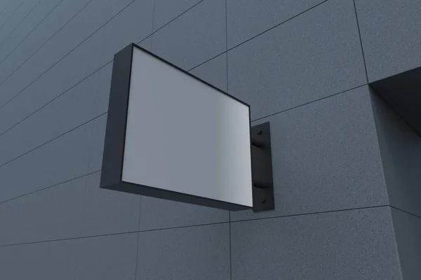 壁に白いスペースが付いている空白の長方形の看板のクローズアップビュー — ストック写真