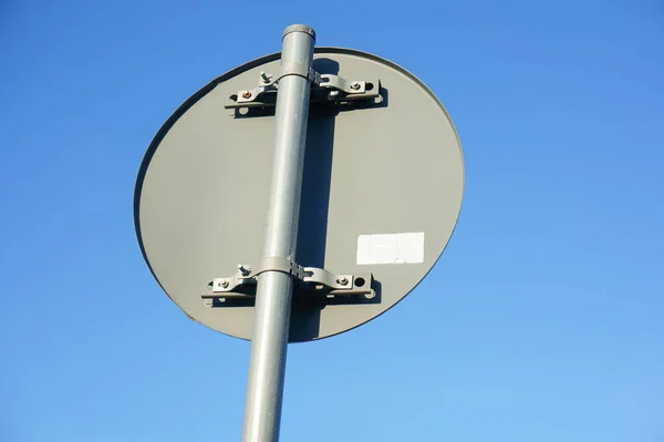 Poznan Poland Jan 2016 Back Metal Circuled Traffic Sign Logo — стокове фото