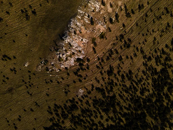 Верхній Вид Гору Скелі Ліс Під Час Сходу Сонця Вид — стокове фото