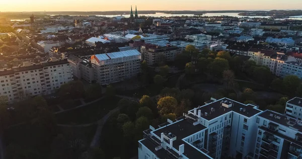 Вид Воздуха Над Парком Кофф Районе Пунавуори Восход Солнца Хельсинки — стоковое фото