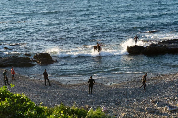 Ceuta Espanha Maio 2021 Entrada Maciça Imigrantes Marroquinos Fronteira Ceuta — Fotografia de Stock