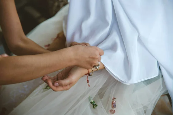 Novia Preparándose Para Ceremonia Boda — Foto de Stock