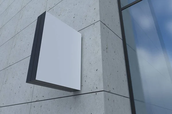 壁に白いスペースが付いている空白の長方形の看板のクローズアップビュー — ストック写真
