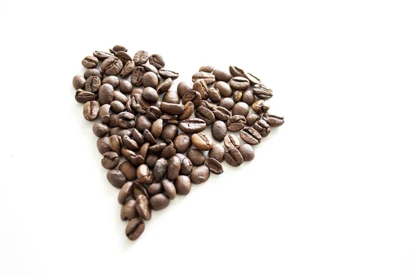 Szív Pörkölt Kávébabból Készült Fehér Alapon Izolálva — Stock Fotó