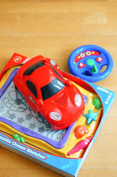 Poznan Poland Jan 2016 Plastic Red Toy Car Packed Sketcher — Stock Photo, Image