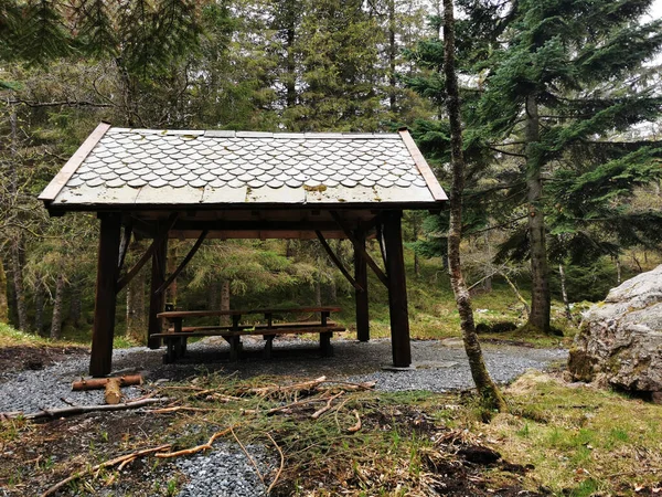 Pavilon Erdőben Körülvevő Floyen Hegy Bergen Norvégia — Stock Fotó