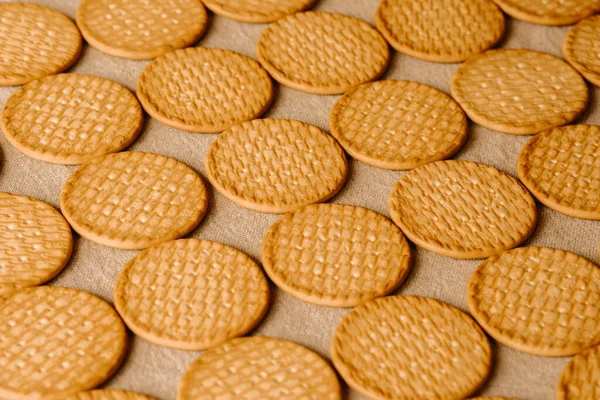 Montón Galletas Trigo Como Fondo Textura Para Diseño Deliciosas Galletas —  Fotos de Stock