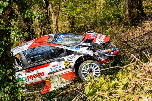 Zagreb Croatia Apr 2021 Crashed Toyota Gazoo Racing Yaris Wrc — Stock Photo, Image