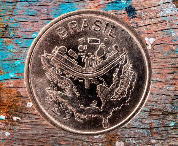 ภาพระยะใกล ของเหร ยญเก าจากบราซ — ภาพถ่ายสต็อก