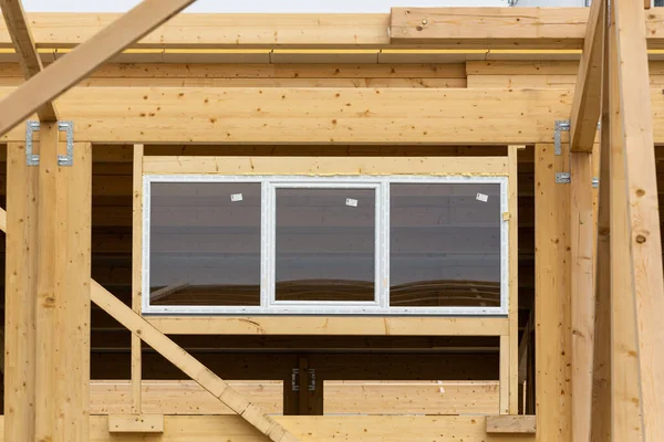 Window and window glass in a wooden frame construction