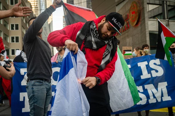 Νέα Υόρκη Ηνωμένες Πολιτείες Μαΐου 2021 Διαδηλωτές Υπέρ Της Παλαιστίνης — Φωτογραφία Αρχείου