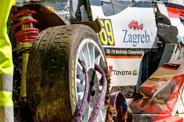 Zagreb Croatia Apr 2021 Close Image Dirty Tire Wrc Rally — Stock Photo, Image