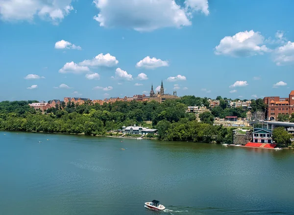 Waterfront Georgetown Washington Busy Hub Summertime Water Recreation Activity View — Stock Photo, Image