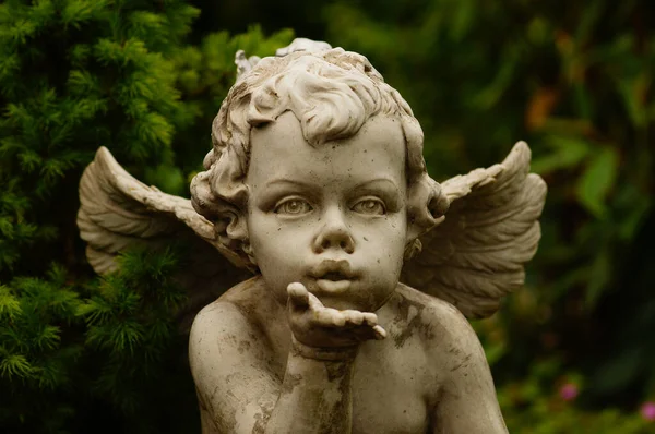 Escultura Anjo Respira Beijo Adeus Uma Sepultura Provavelmente Uma Produção — Fotografia de Stock