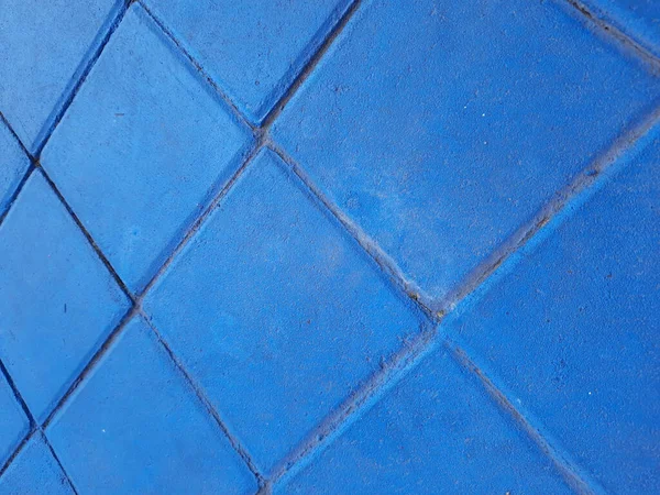 高视角正方形的全框架蓝色瓷砖地板 背景为全复制空间 — 图库照片