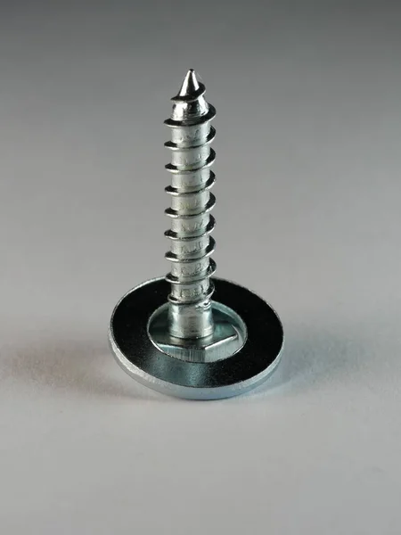 Vertical Shot Screw White Surface — Stock Photo, Image