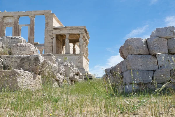 Temple Erechteion Avec Les Statues Caryatides Acropole Athènes Grèce — Photo
