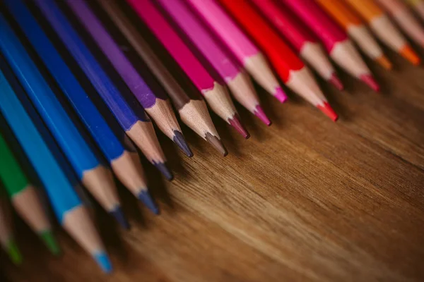 Colored Pencils Wooden Background Selective Focus Back School Education Concept — Stock Photo, Image