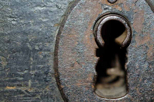 Buraco Fechadura Enferrujado Velho Uma Porta Ticino Suíça — Fotografia de Stock