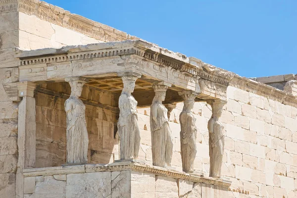 Templo Erechteion Con Las Estatuas Cariátides Acrópolis Atenas Grecia — Foto de Stock