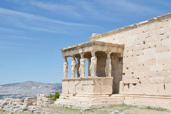 Caryatid Standbeelden Van Erechtheion Het Parthenon Acropolis Hill Athene Griekenland — Stockfoto