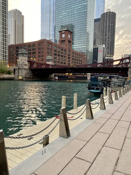 Chicago Verenigde Staten Mei 2021 Lente Ochtend Chicago Prachtige Riverwalk — Stockfoto