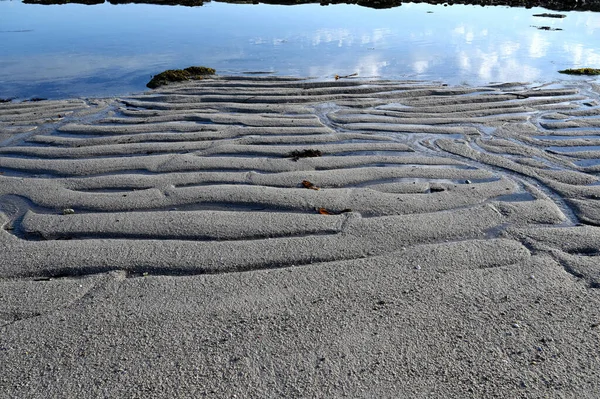 Άμμος Στην Ακτή Γαλλική Βρετάνη Ατλαντικός Ωκεανός — Φωτογραφία Αρχείου