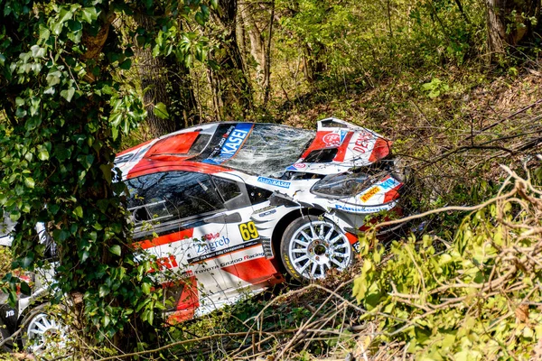 Zagreb Croatia Apr 2021 Crashed Toyota Gazoo Racing Yaris Wrc — Stock Photo, Image